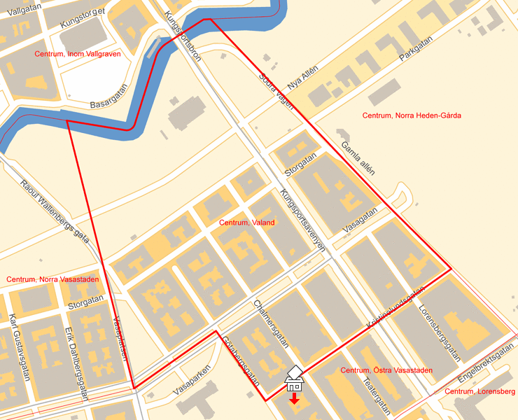 Karta över Centrum, Valand