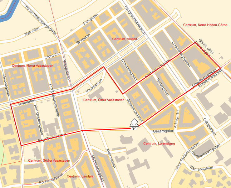 Karta över Centrum, Östra Vasastaden