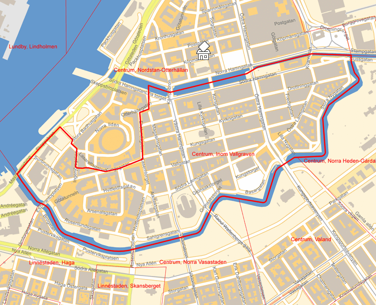 Karta över Centrum, Inom Vallgraven