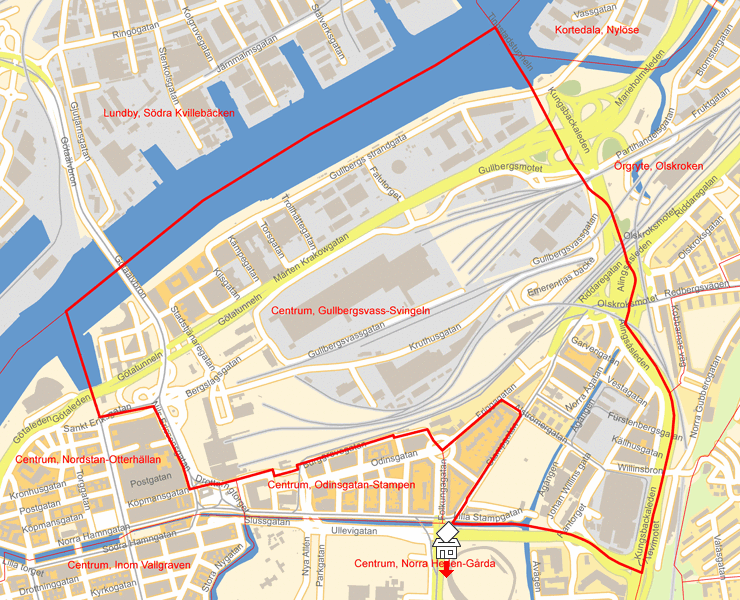 Karta över Centrum, Gullbergsvass-Svingeln