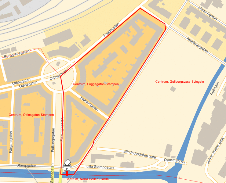 Karta över Centrum, Friggagatan-Stampen