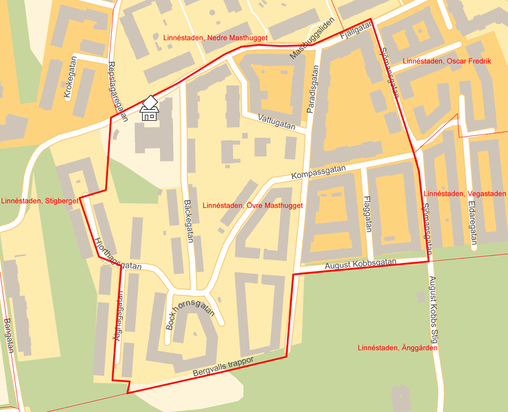 Karta över Linnéstaden, Övre Masthugget