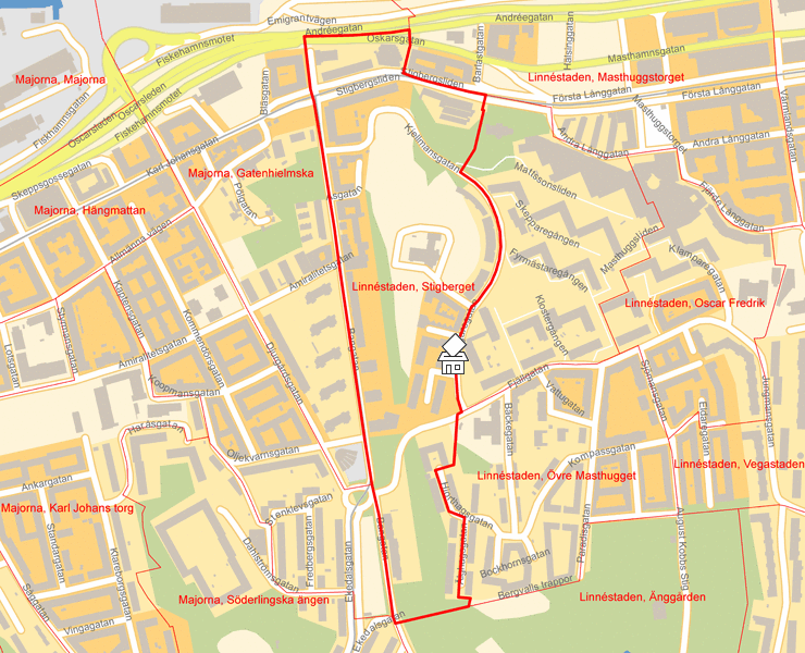 Karta över Linnéstaden, Stigberget