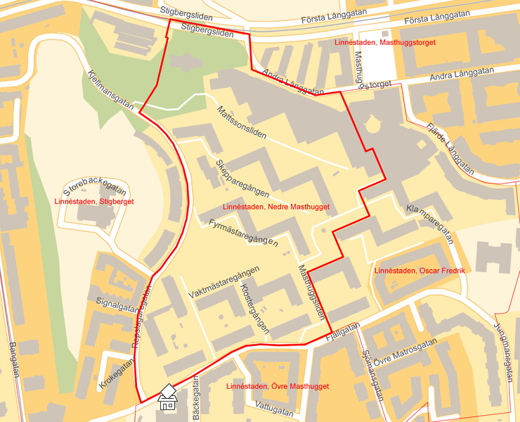 Karta över Linnéstaden, Nedre Masthugget