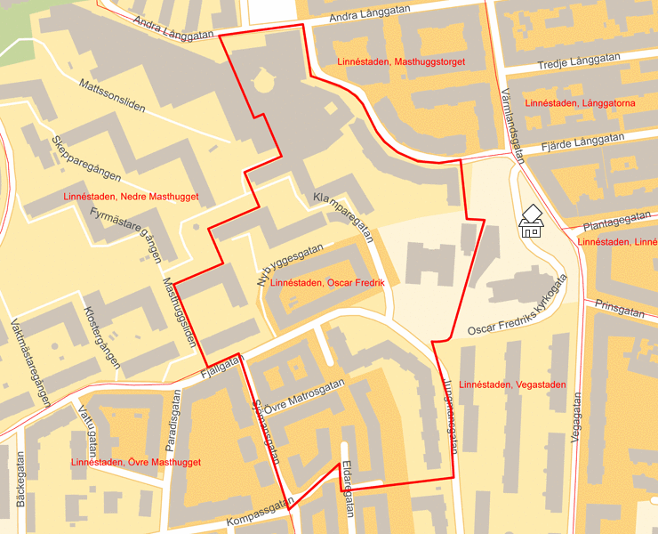 Karta över Linnéstaden, Oscar Fredrik