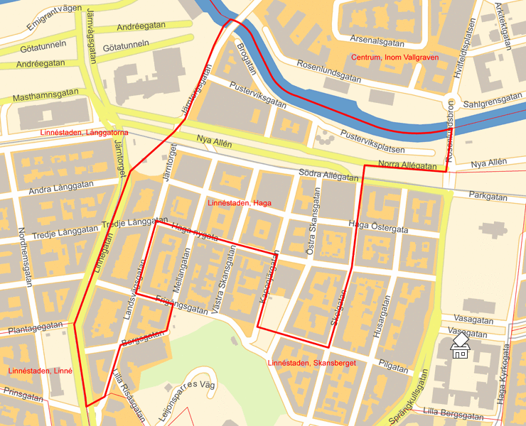 Karta över Linnéstaden, Haga