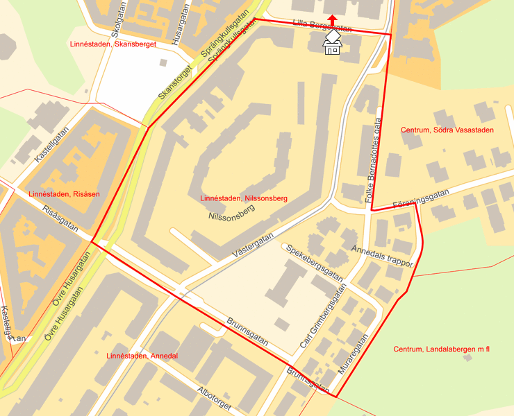 Karta över Linnéstaden, Nilssonsberg