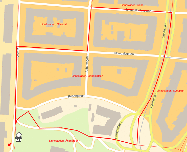 Karta över Linnéstaden, Linnéplatsen