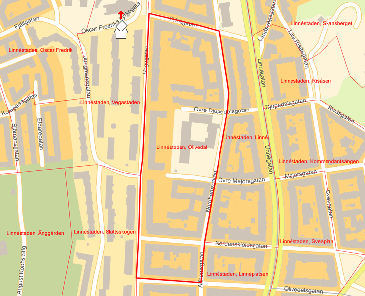 Karta över Linnéstaden, Olivedal