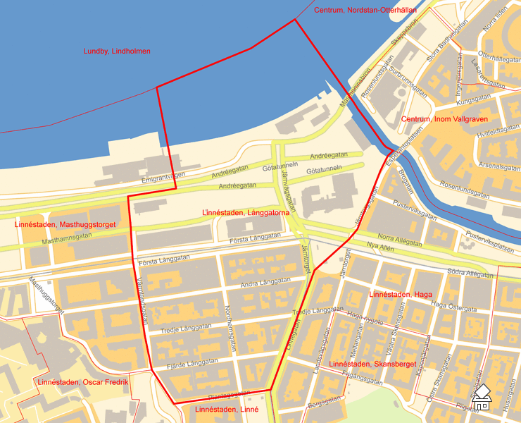 Karta över Linnéstaden, Långgatorna