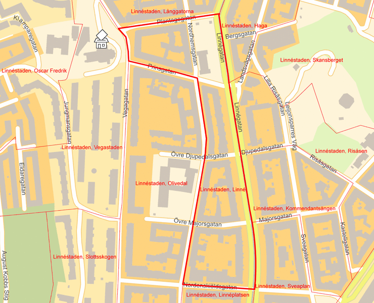 Karta över Linnéstaden, Linné
