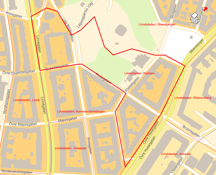 Karta över Linnéstaden, Risåsen