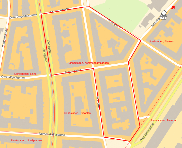 Karta över Linnéstaden, Kommendantsängen