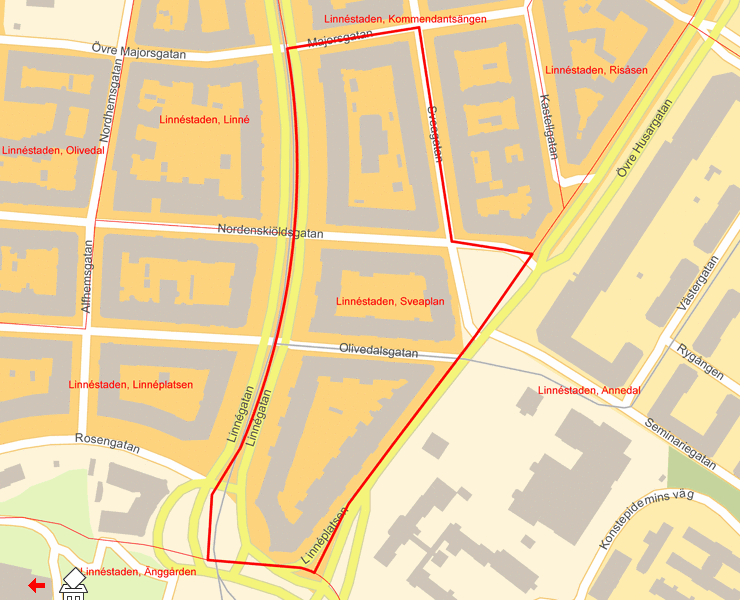 Karta över Linnéstaden, Sveaplan