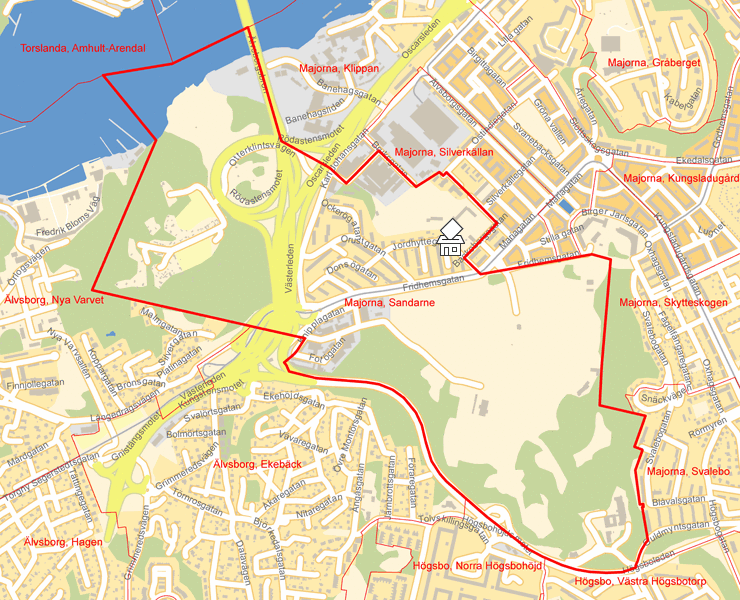 Karta över Majorna, Sandarne