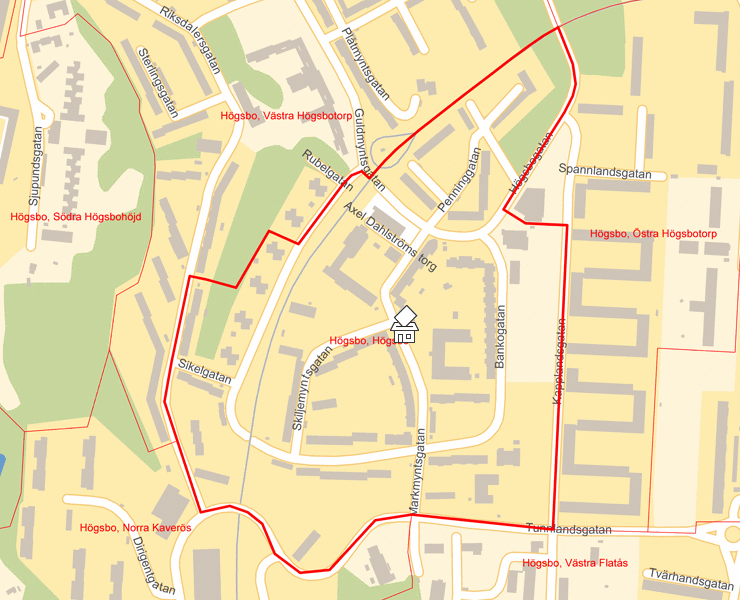 Karta över Högsbo, Högsbo