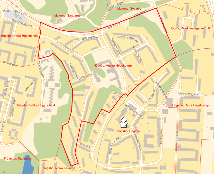 Karta över Högsbo, Västra Högsbotorp