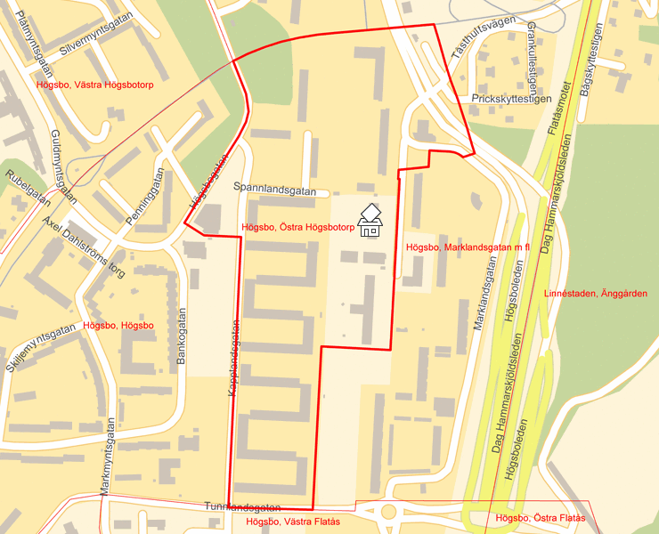Karta över Högsbo, Östra Högsbotorp