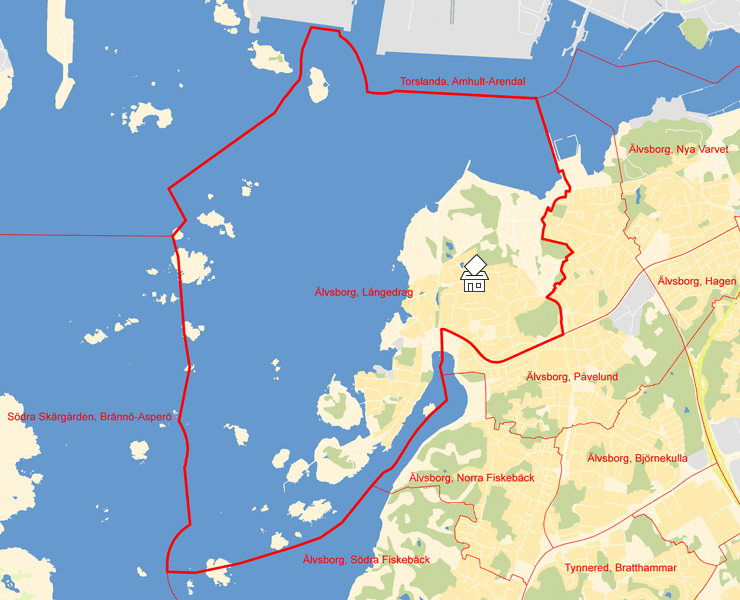 Karta över Älvsborg, Långedrag
