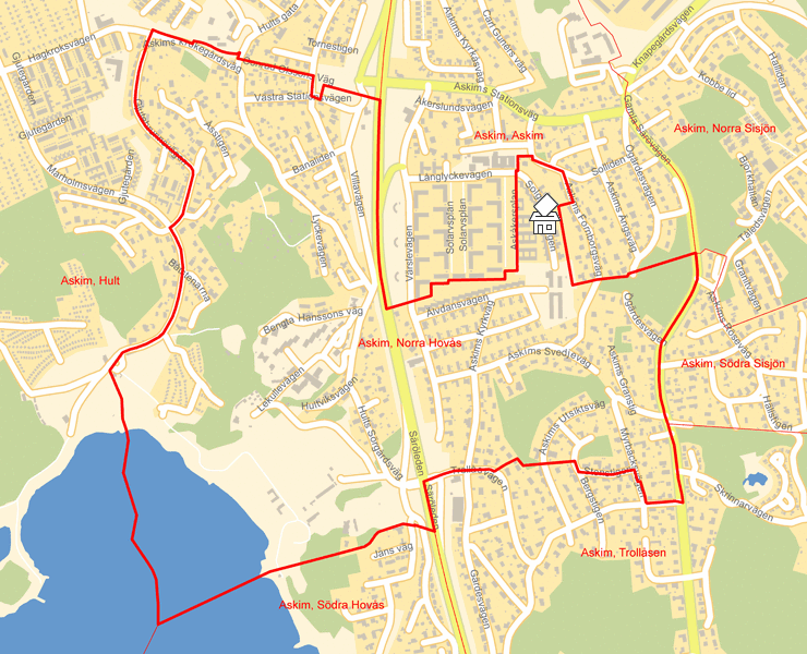 Karta över Askim, Norra Hovås