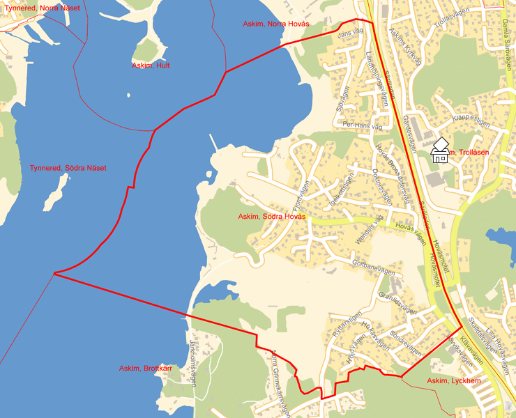 Karta över Askim, Södra Hovås