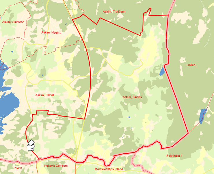 Karta över Askim, Lindås