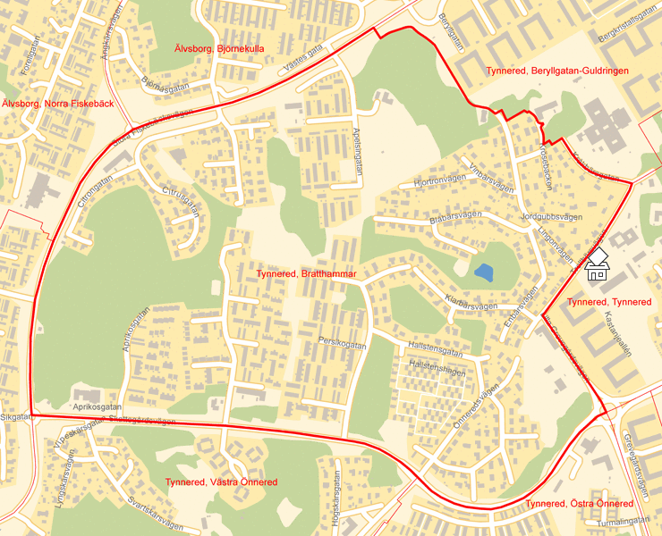 Karta över Tynnered, Bratthammar
