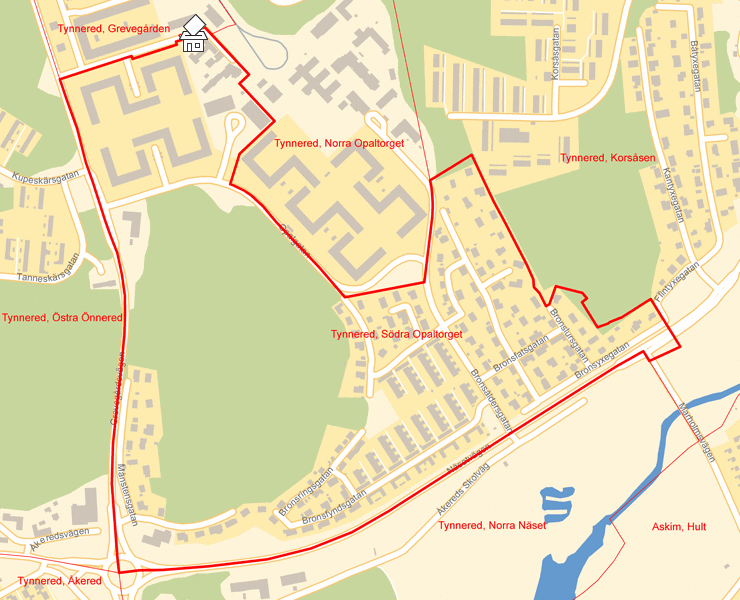 Karta över Tynnered, Södra Opaltorget