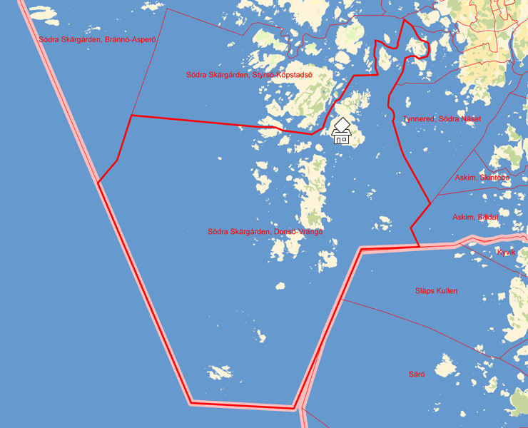 Karta över Södra Skärgården, Donsö-Vrångö