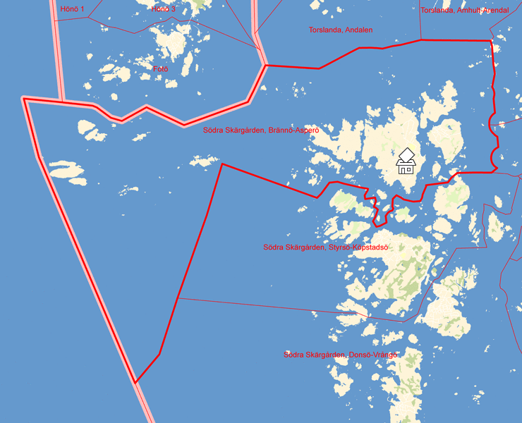 Karta över Södra Skärgården, Brännö-Asperö