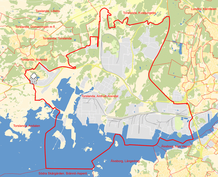 Karta över Torslanda, Amhult-Arendal