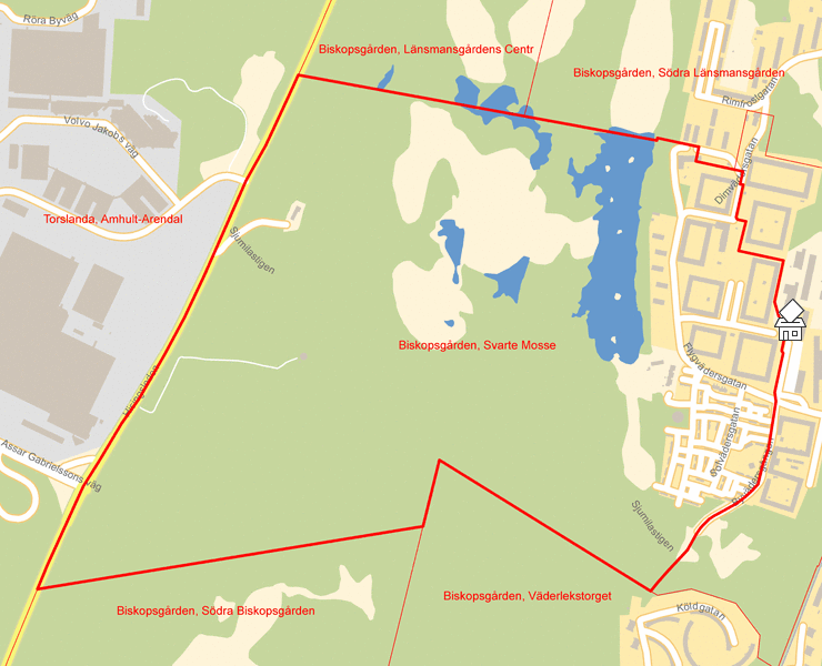 Karta över Biskopsgården, Svarte Mosse