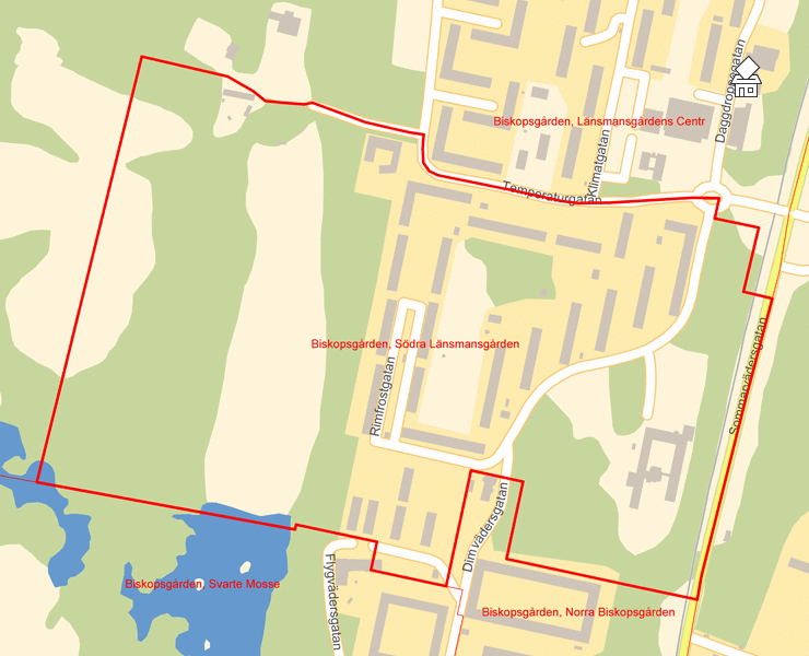 Karta över Biskopsgården, Södra Länsmansgården