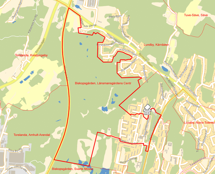 Karta över Biskopsgården, Länsmansgårdens Centr