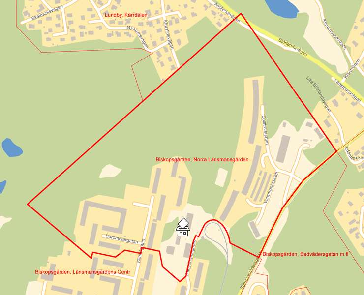 Karta över Biskopsgården, Norra Länsmansgården