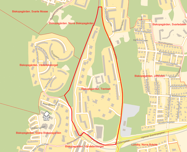 Karta över Biskopsgården, Treröset