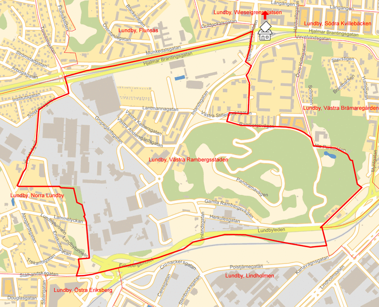 Karta över Lundby, Västra Rambergsstaden