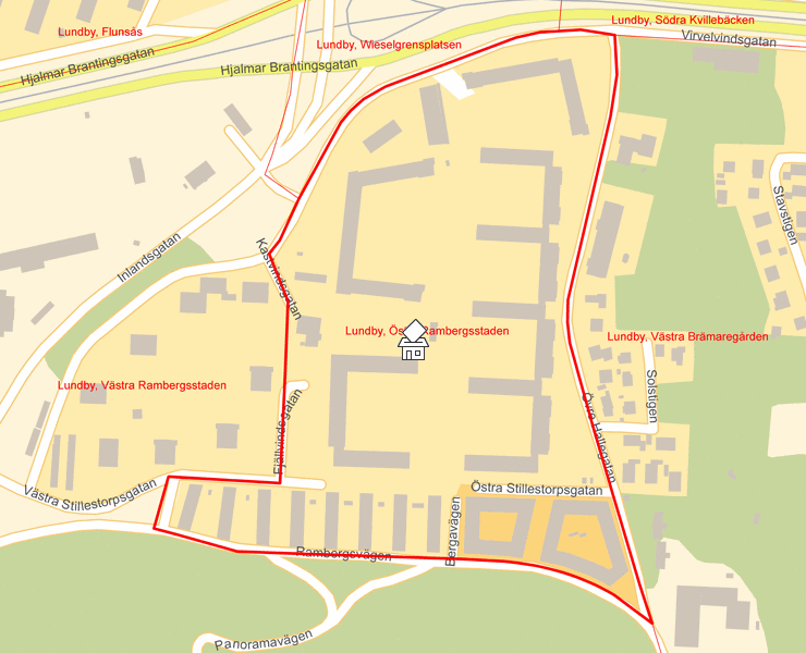 Karta över Lundby, Östra Rambergsstaden
