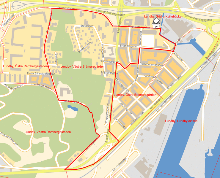 Karta över Lundby, Västra Brämaregården