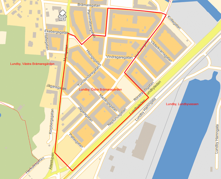 Karta över Lundby, Östra Brämaregården