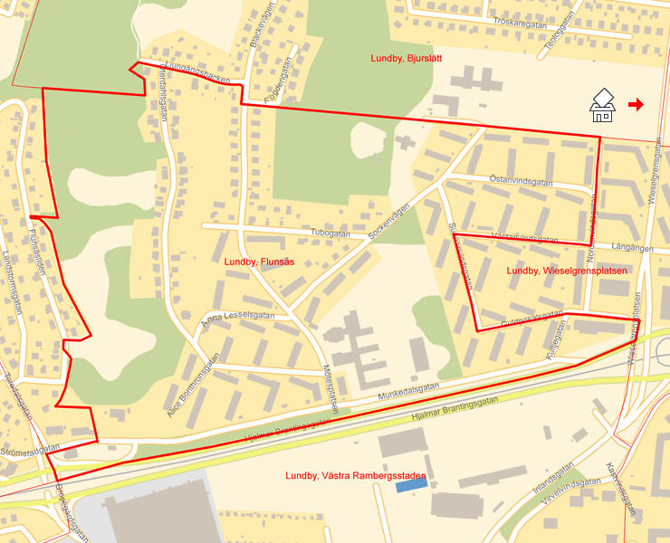 Karta över Lundby, Flunsås