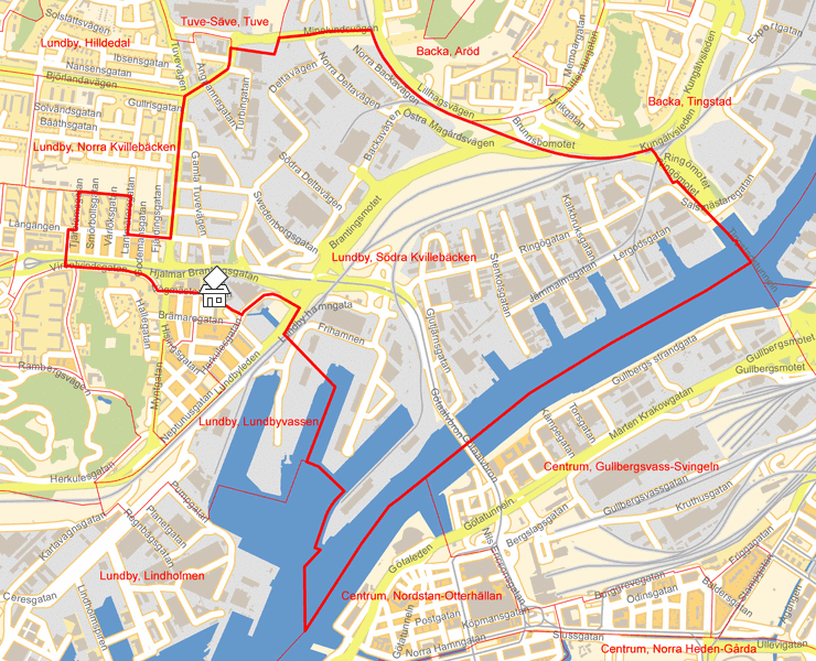 Karta över Lundby, Södra Kvillebäcken