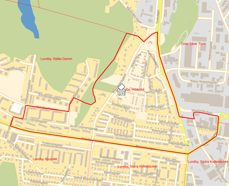 Karta över Lundby, Hilldedal