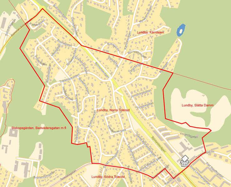 Karta över Lundby, Norra Tolered