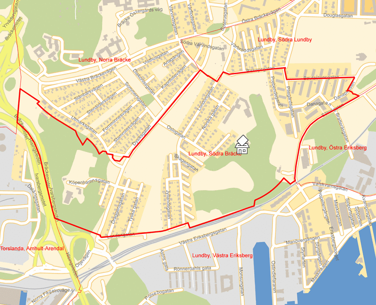 Karta över Lundby, Södra Bräcke