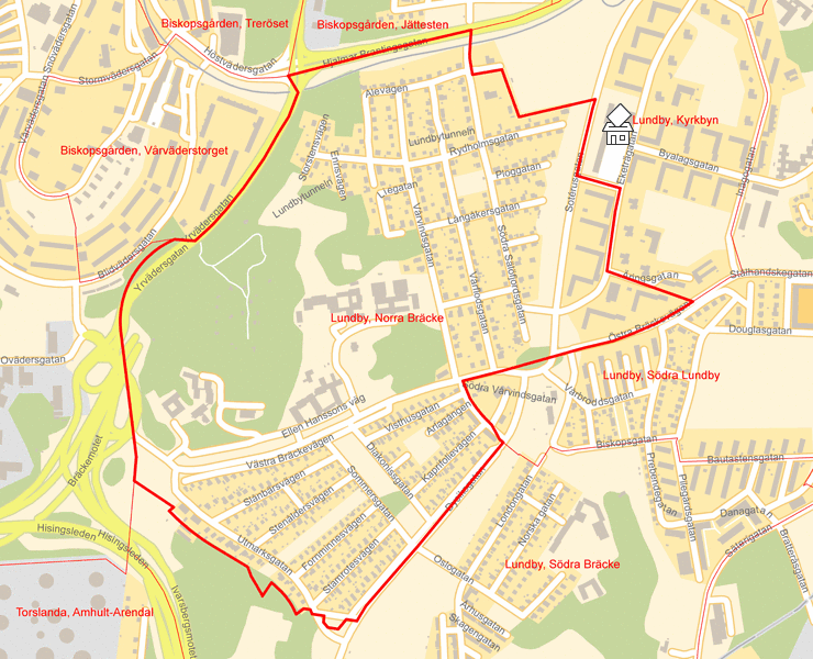 Karta över Lundby, Norra Bräcke