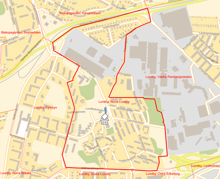 Karta över Lundby, Norra Lundby