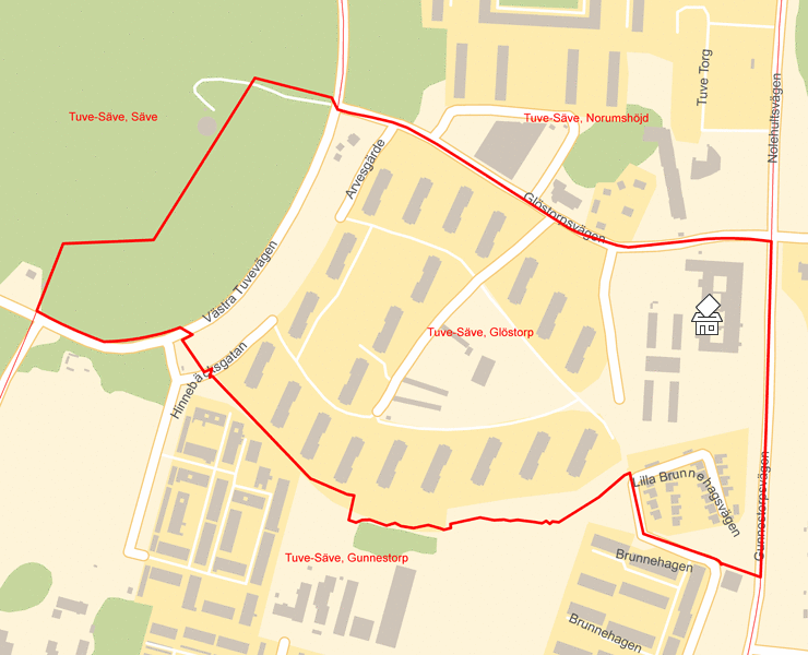 Karta över Tuve-Säve, Glöstorp