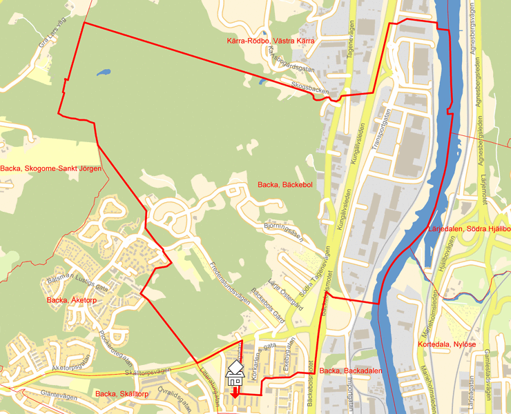 Karta över Backa, Bäckebol
