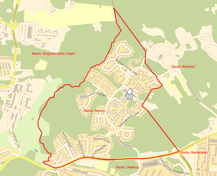 Karta över Backa, Åketorp